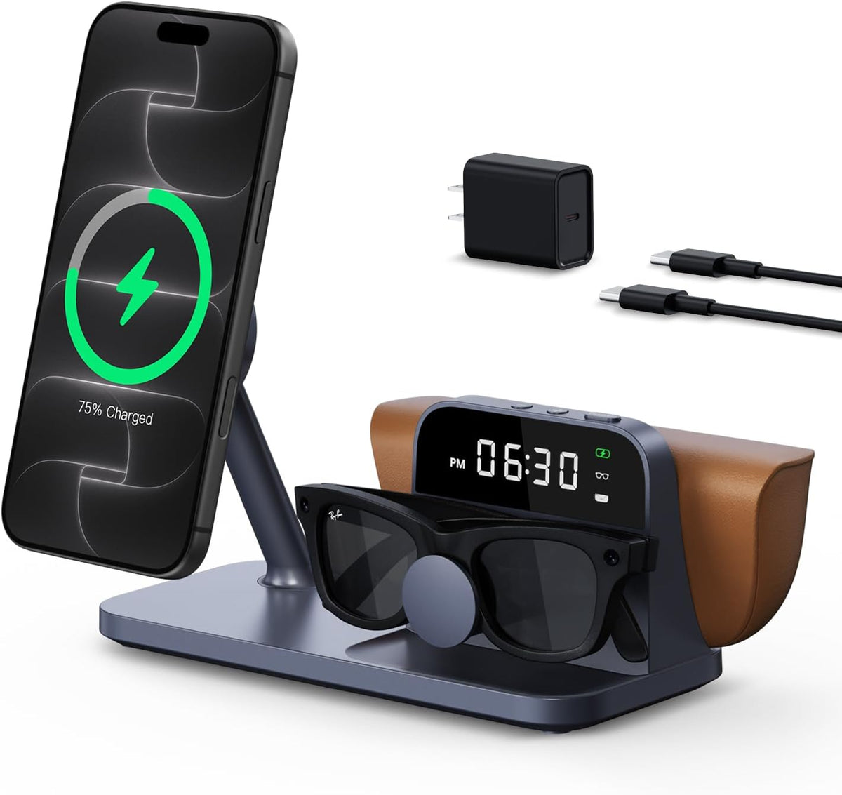 GEEKERA 3-in-1 Charging Stand for Ray-Ban Meta Glasses, Case & Phone