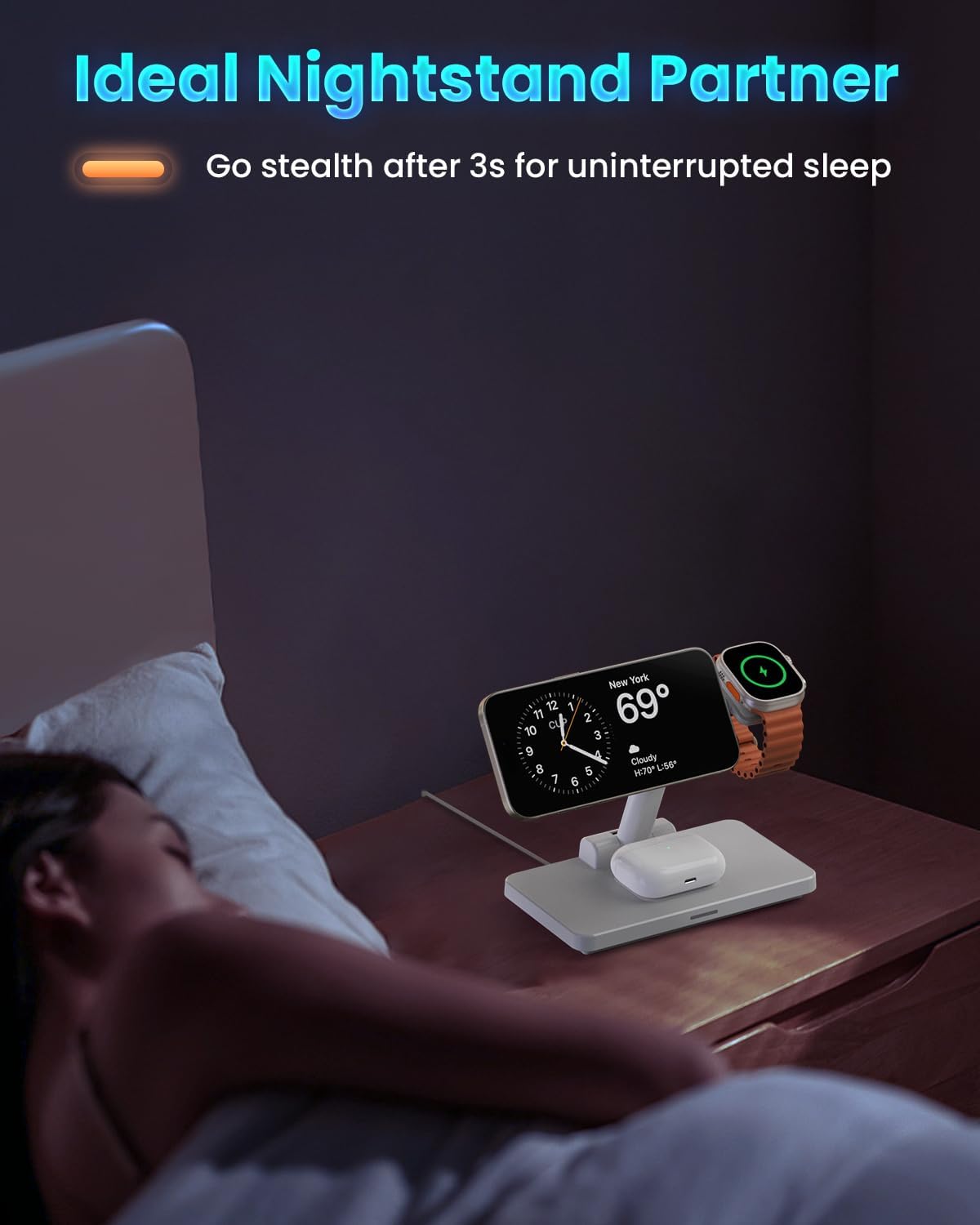 Foldable Magnetic 3-in-1 Wireless Charging Station for iPhone
