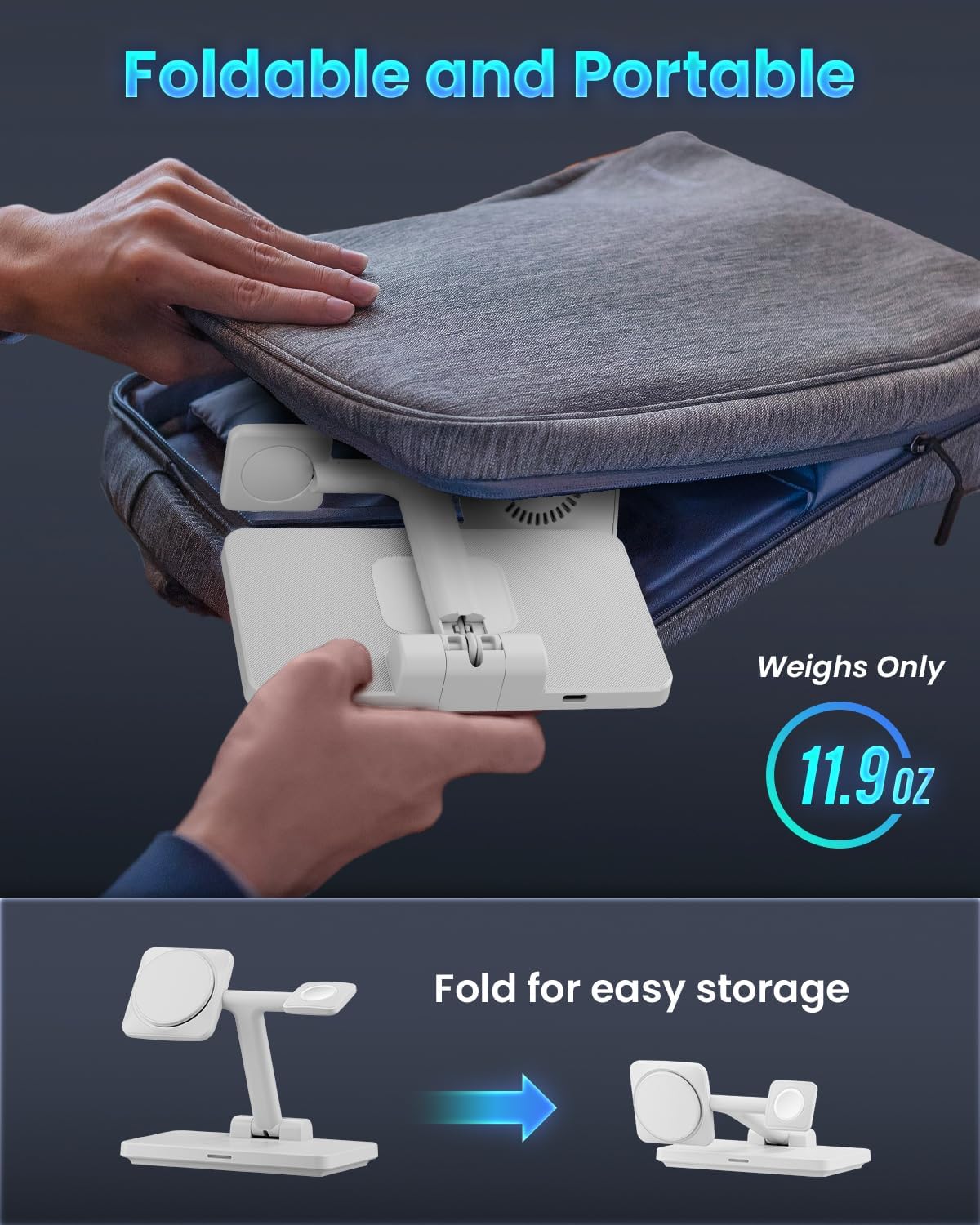 Foldable Magnetic 3-in-1 Wireless Charging Station for iPhone