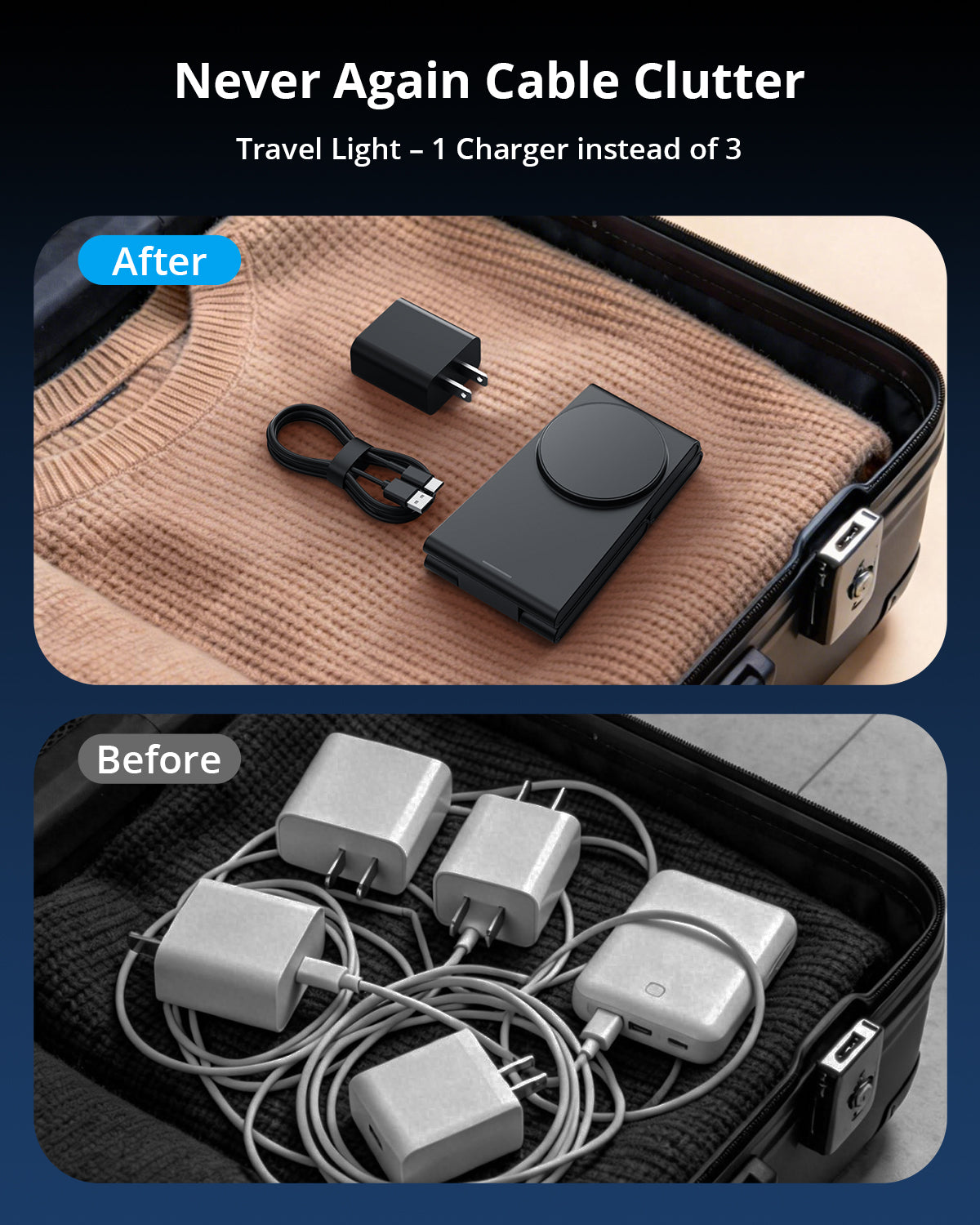 GEEKERA 3-in-1 Magsafe Charger, Foldable, for iPhone, Apple Watch, AirPods