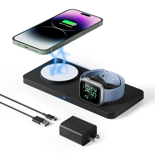 GEEKERA 2-in-1 MagSafe Wireless Charger, for iPhone, Apple Watch, AirPods