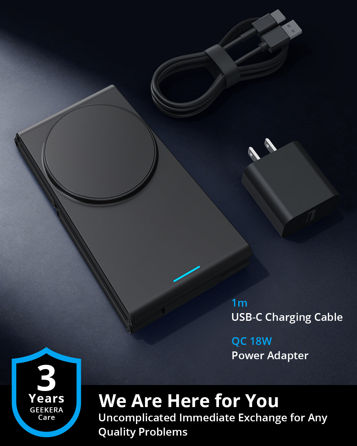 GEEKERA 3-in-1 Magsafe Charger, Foldable, for iPhone, Apple Watch, AirPods