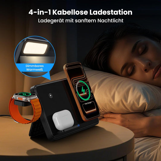 GEEKERA Dual Inductive Charging Station for iPhone & Samsung - Foldable 4-in-1