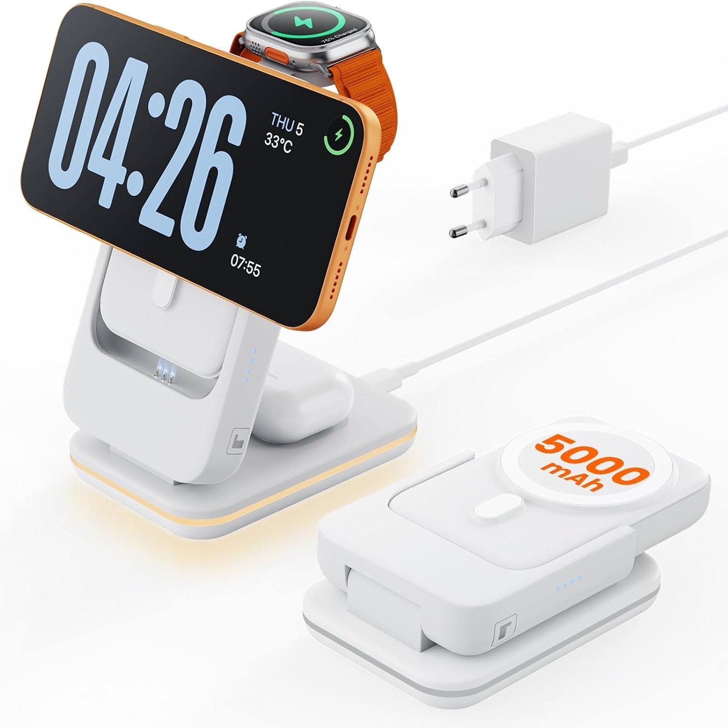 GEEKERA 3-in-1 Foldable Magnetic Charging Station for iPhone