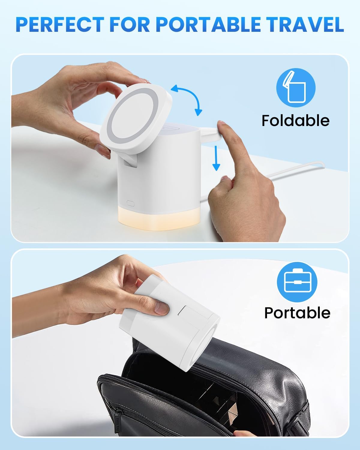Foldable 3-in-1 MagSafe Wireless Charging Station for Apple Devices