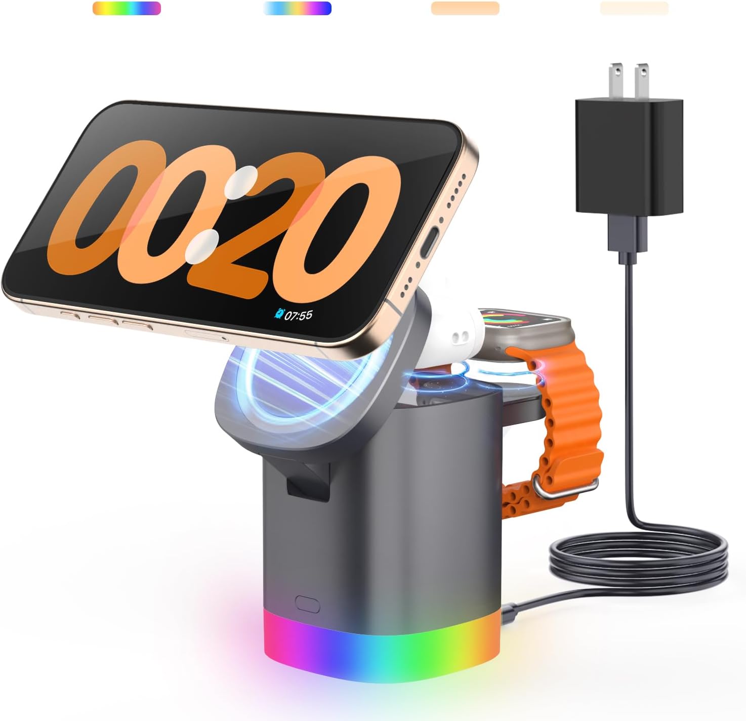 Foldable 3-in-1 MagSafe Wireless Charging Station for Apple Devices