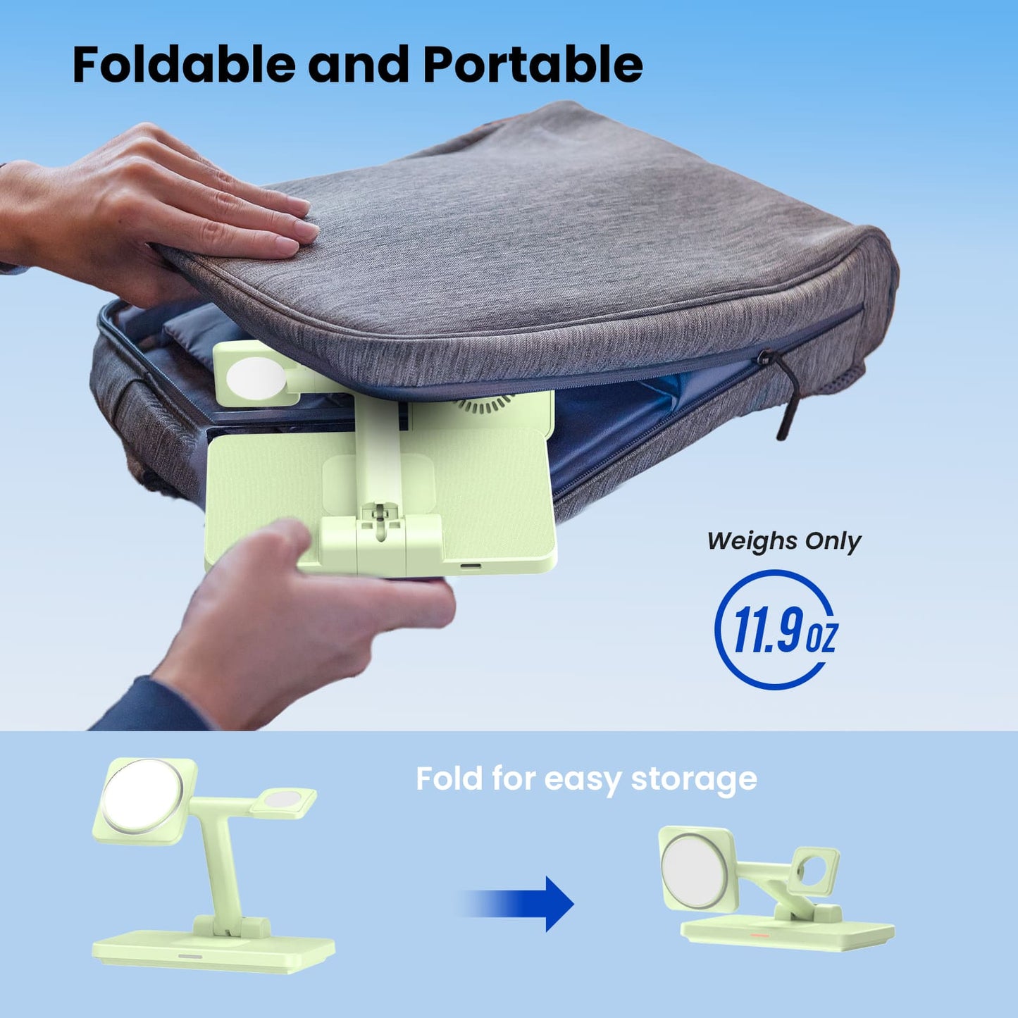 GEEKERA MagSafe Charger, Foldable for iPhone 16-12 Pro Max, Watch, AirPods 3-2/Pro