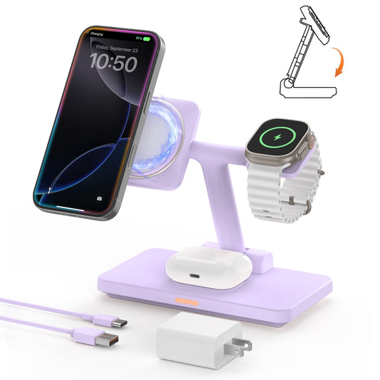 GEEKERA MagSafe Charger, Foldable for iPhone 16-12 Pro Max, Watch, AirPods 3-2/Pro