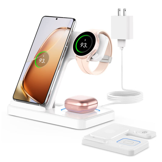 GEEKERA 3-in-1 Samsung charger, fold. for S24-S20, Z Flip/Fold 5-3, Watch 6-3, Buds 2 Pro