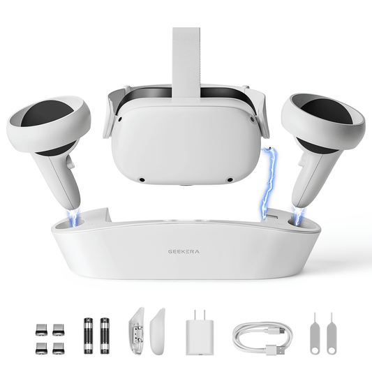 GEEKERA Charging Dock for Oculus Quest 2, Magnetic,2 Rechargeable Batteries