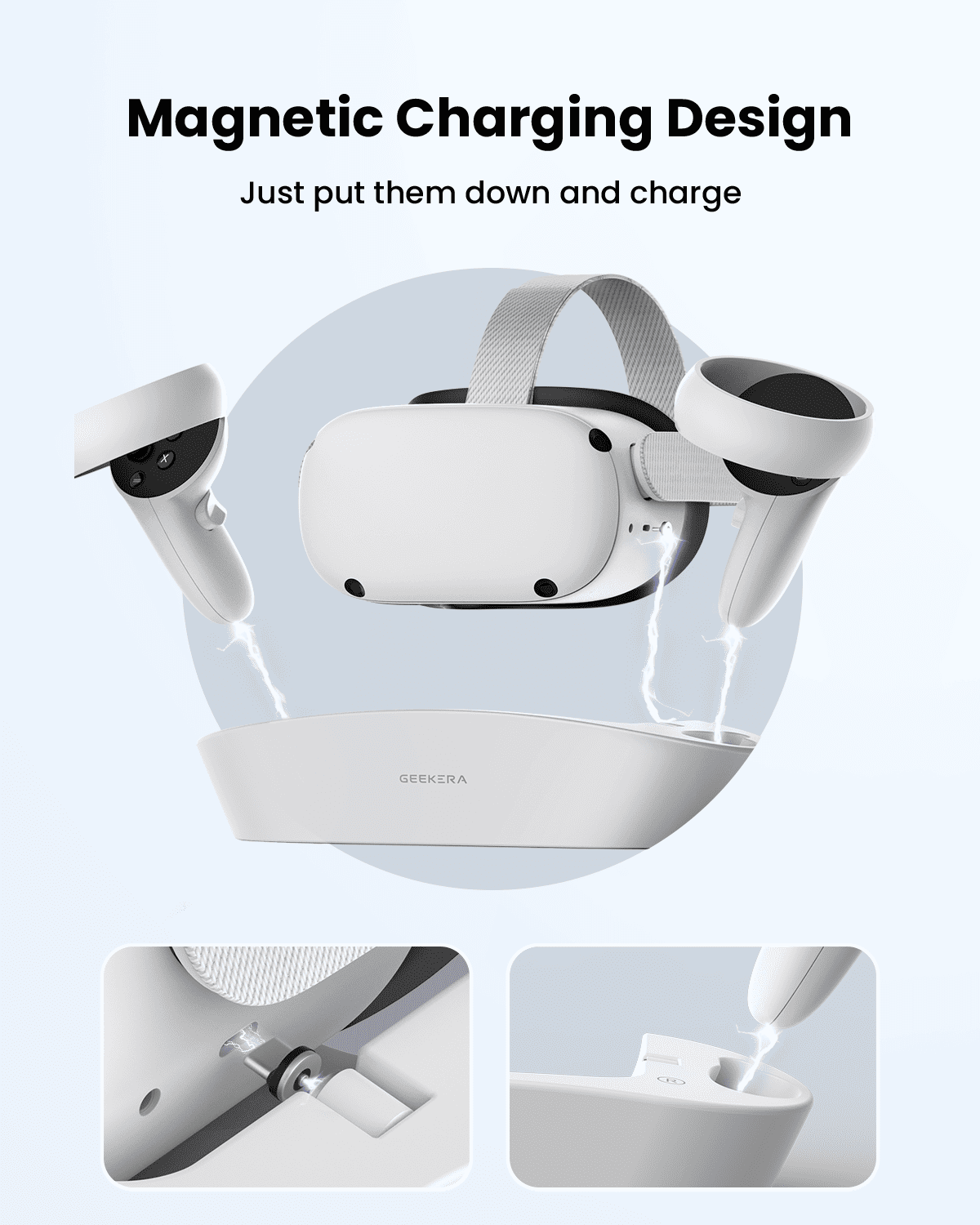 GEEKERA Charging Dock for Oculus Quest 2, Magnetic,2 Rechargeable Batteries
