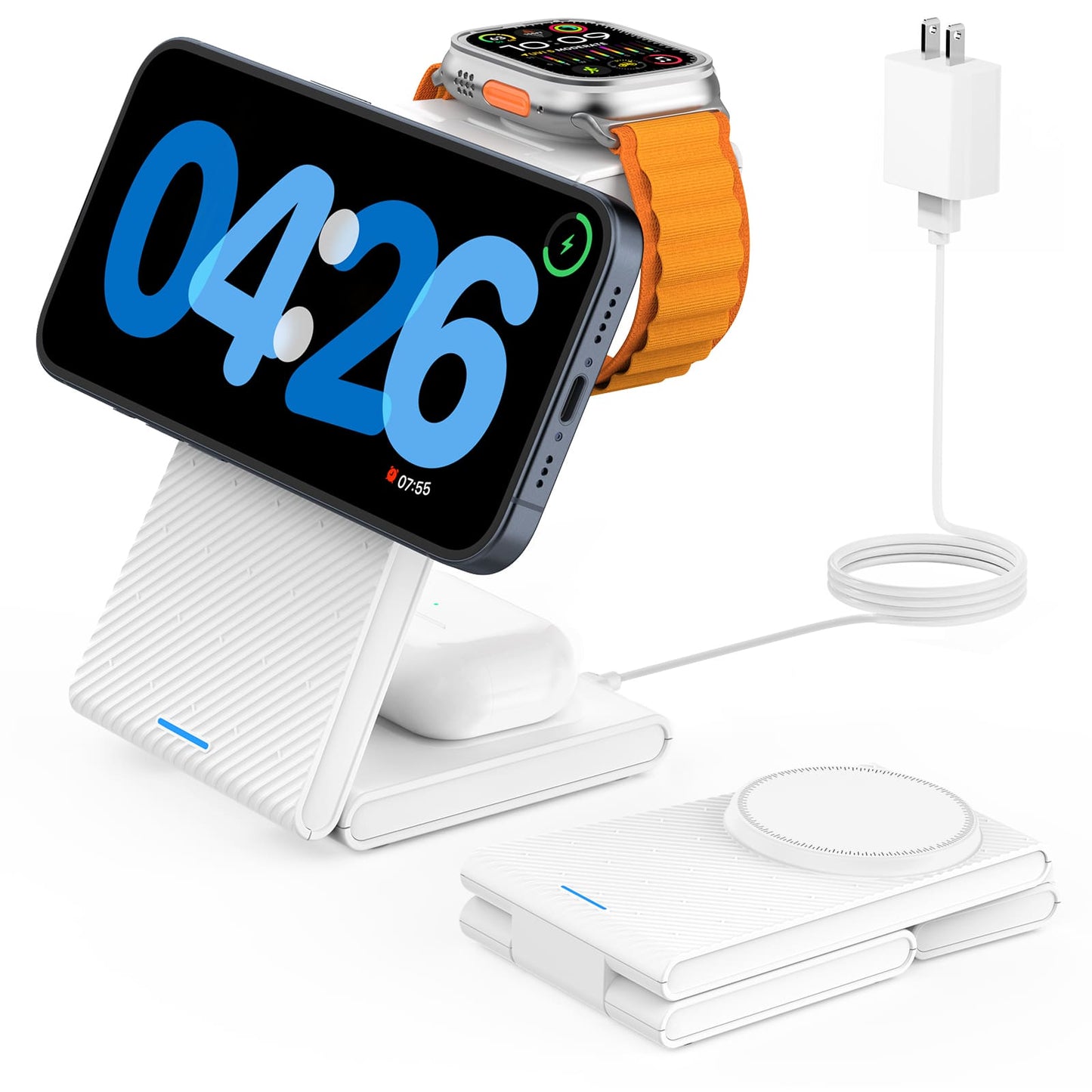 GEEKERA 3-in-1 Magsafe Charger, Foldable, for iPhone, Apple Watch, AirPods