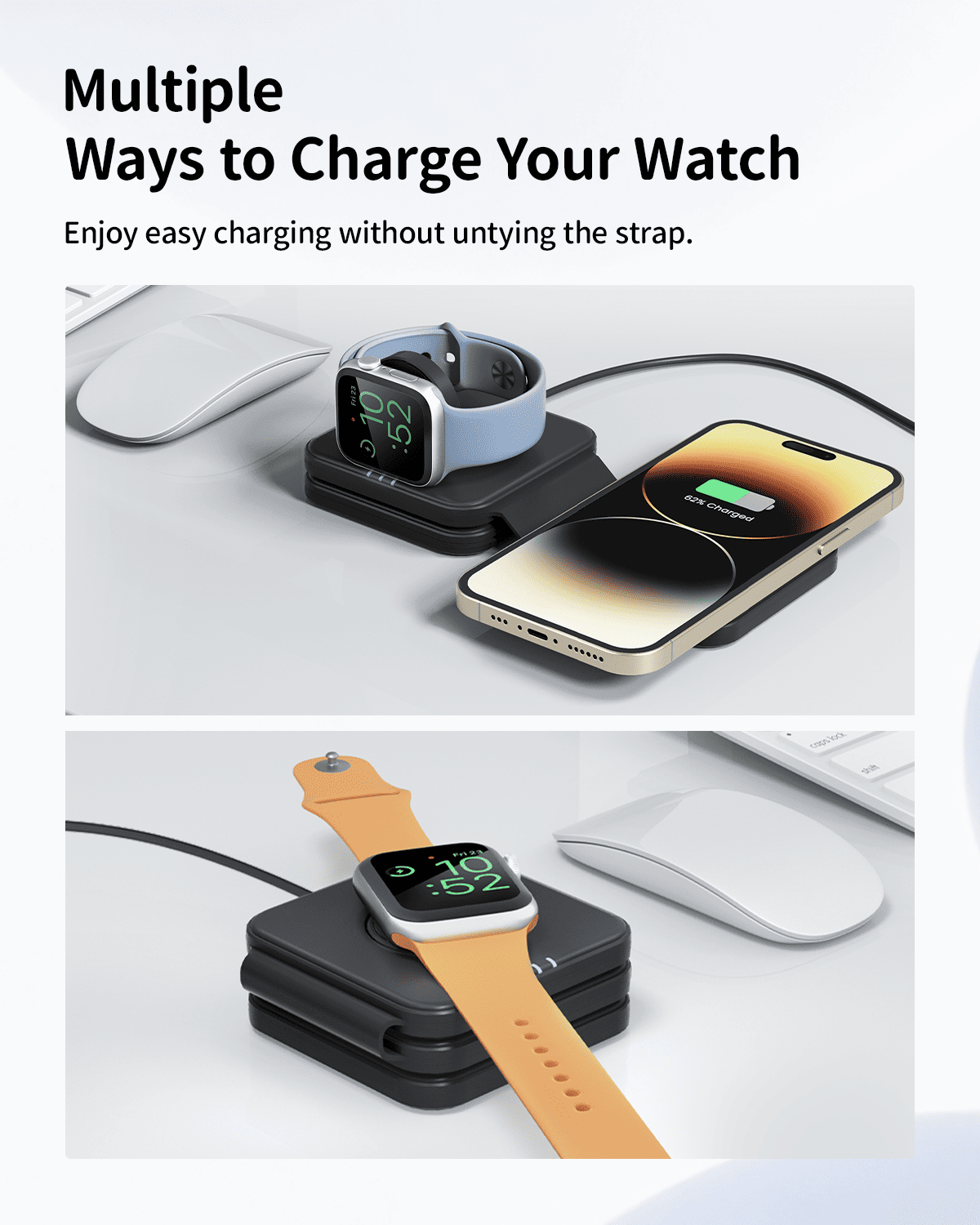 GEEKERA 3-in-1 Magnetic Charger, for iPhone, Apple Watch, AirPods