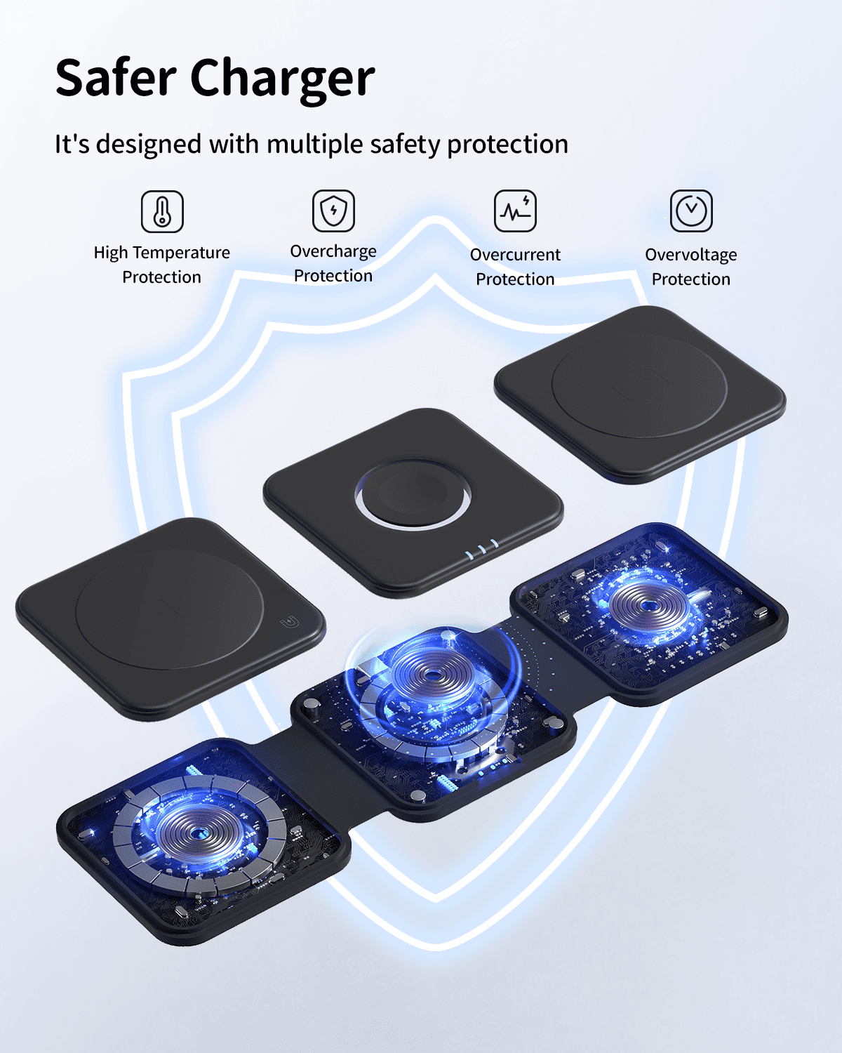 GEEKERA 3-in-1 Magnetic Charger, for iPhone, Apple Watch, AirPods