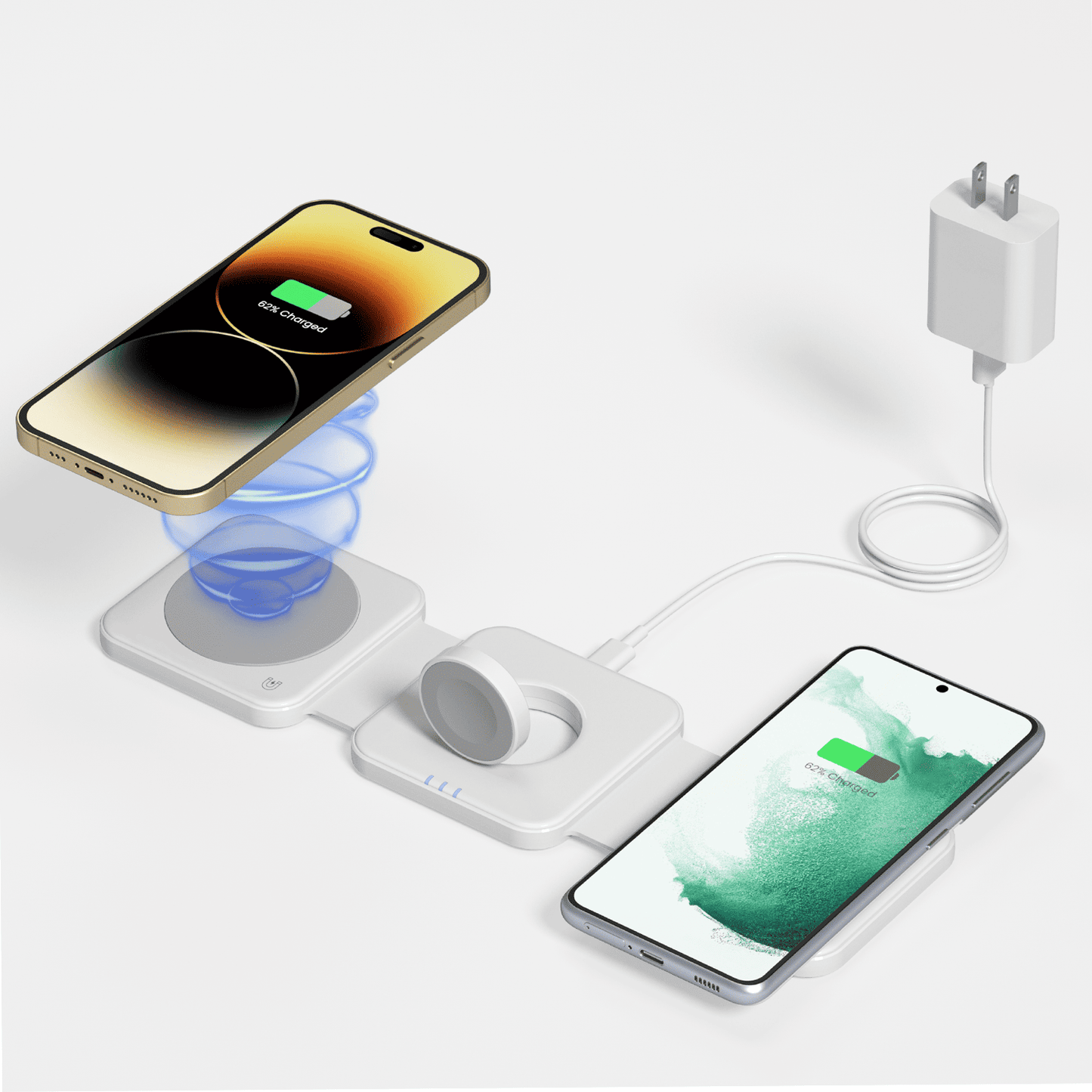 GEEKERA 3-in-1 Magnetic Charger, for iPhone, Apple Watch, AirPods