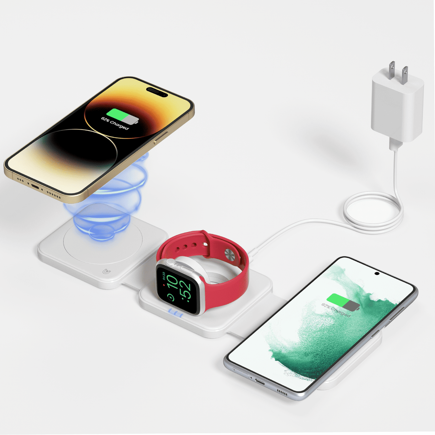 GEEKERA 3-in-1 Magnetic Charger, for iPhone, Apple Watch, AirPods