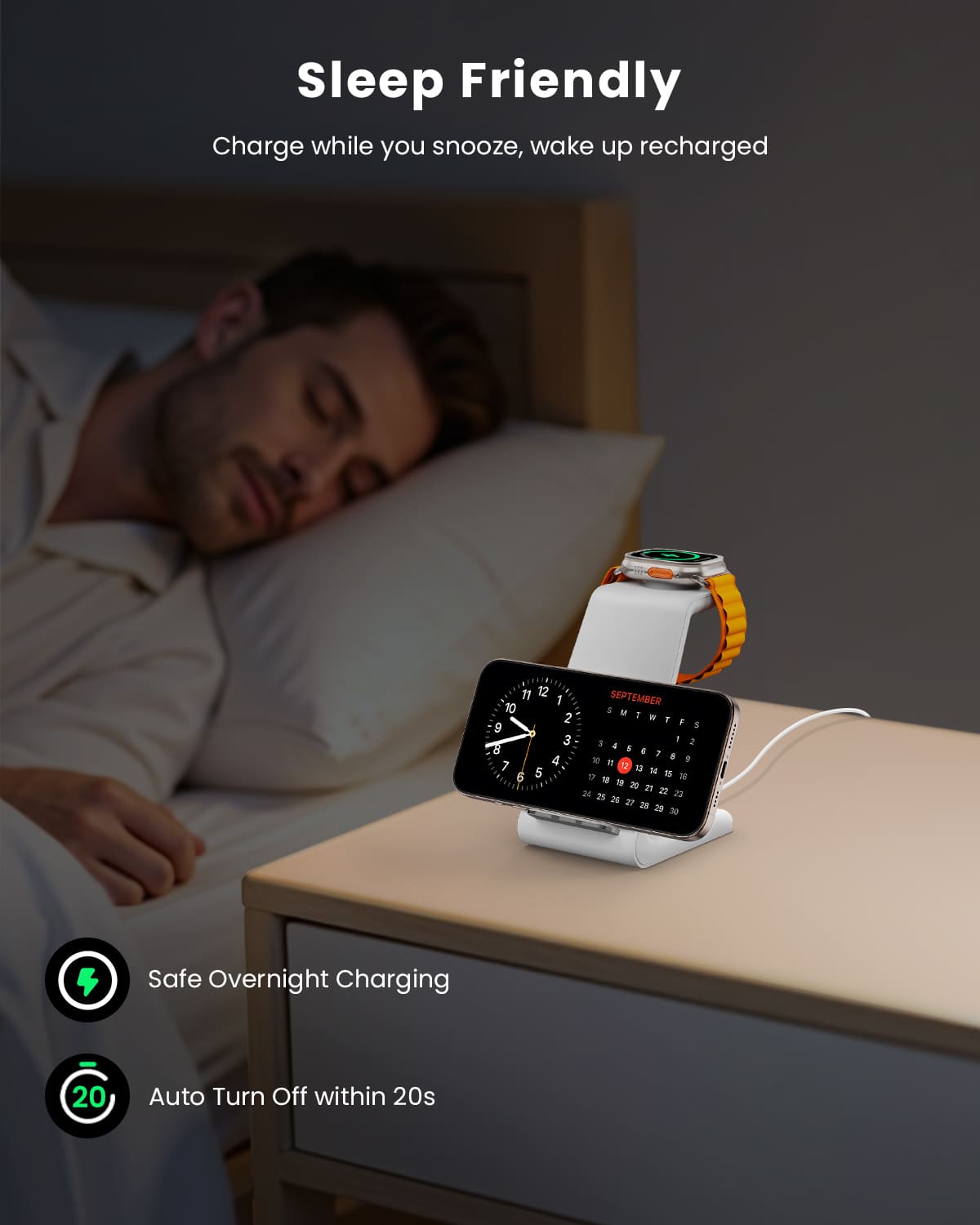 GEEKERA 3 in 1 Wireless Charging Station for Apple, Fast Wireless Charger Stand Dock for iPhone