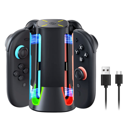 GEEKERA Switch 2 Charging Dock - 4-in-1 JoyCon Charger with RGB Lights