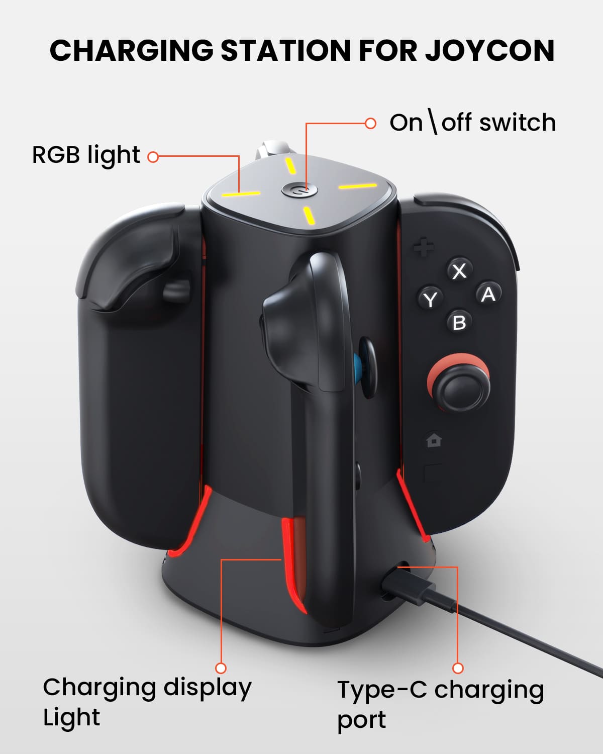 GEEKERA Switch 2 Charging Dock - 4-in-1 JoyCon Charger with RGB Lights