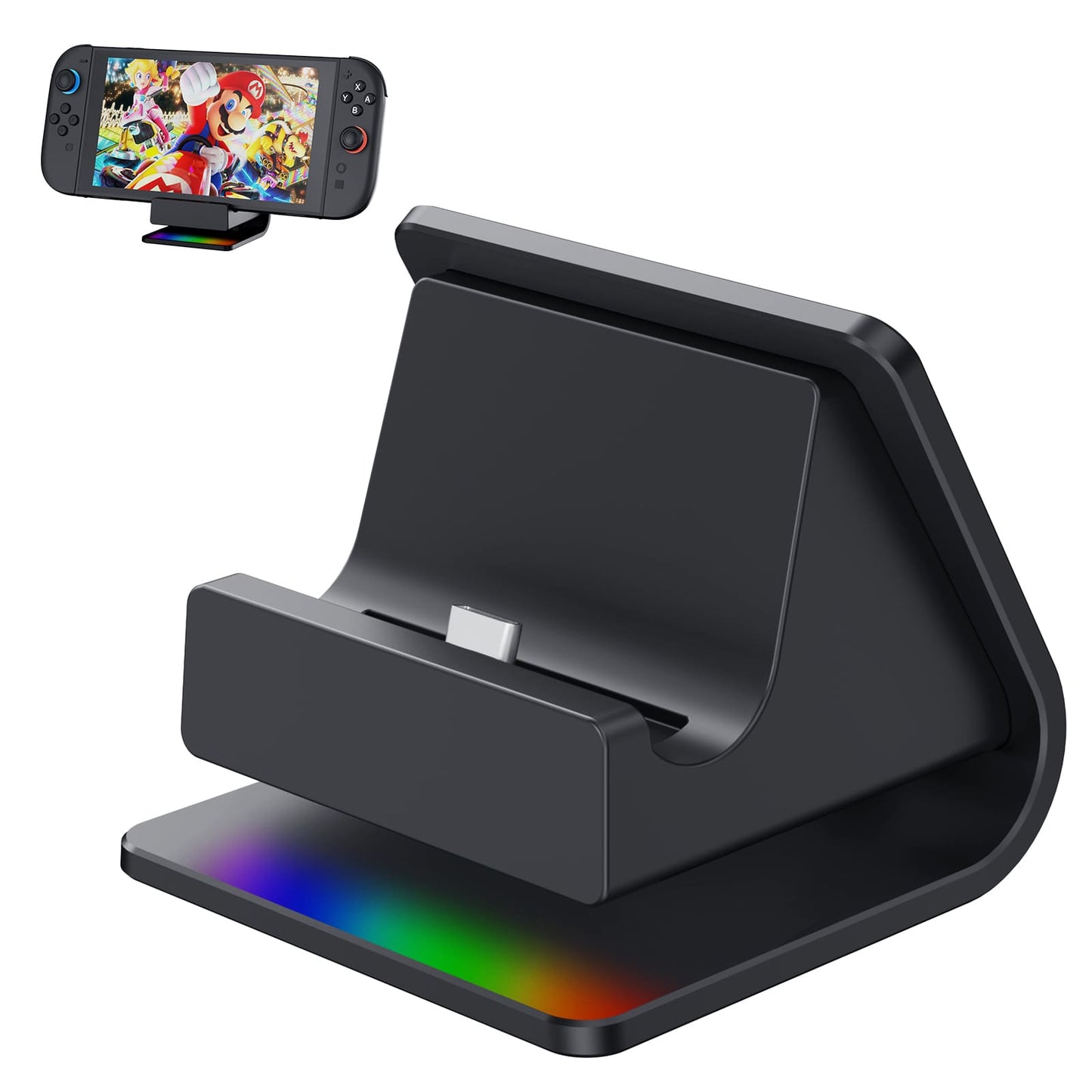 GEEKERA Switch 2 Charging Dock with RGB Lights & Type-C Cable – Portable Charger & Accessory
