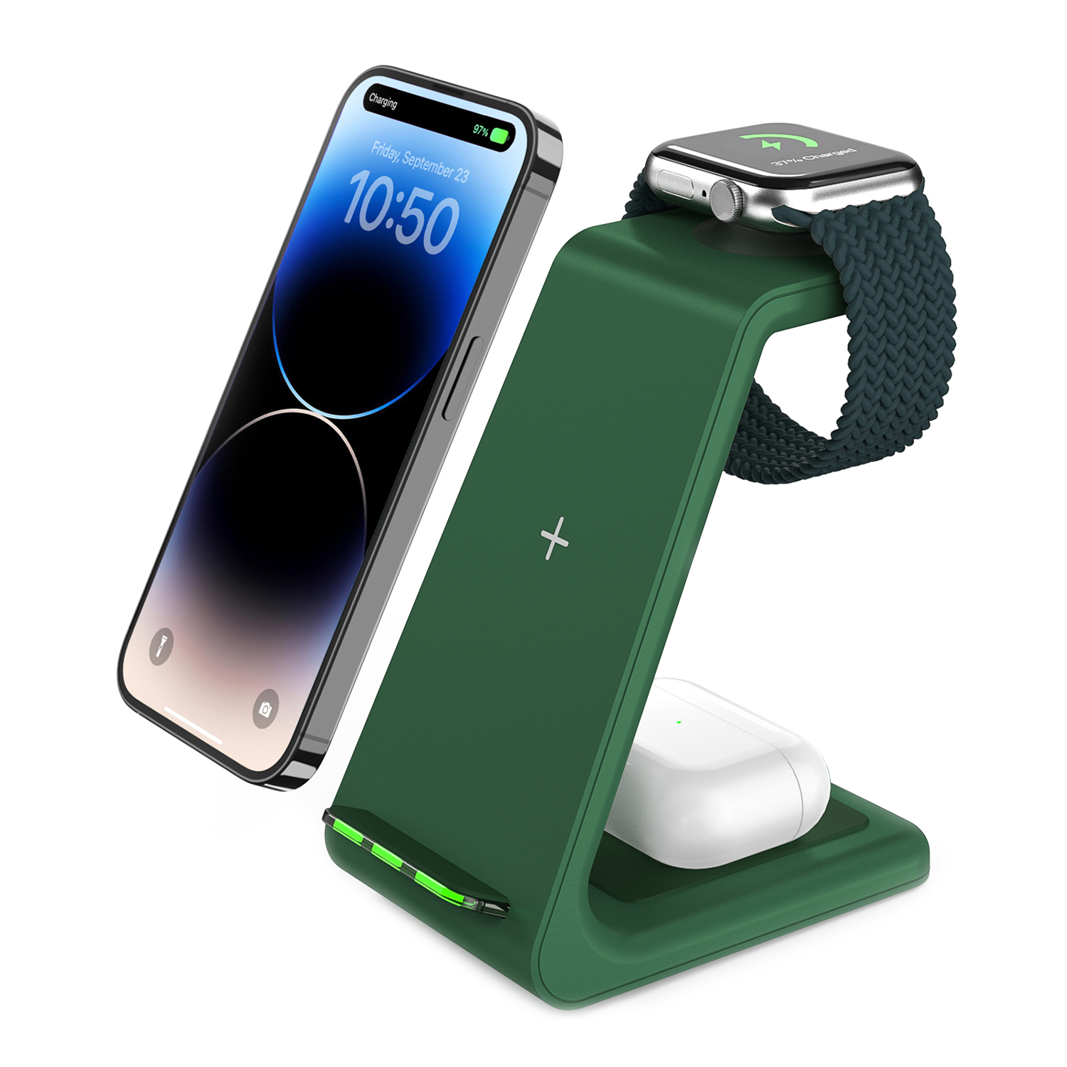 GEEKERA Wireless Charging Stand, 3 in 1 Wireless Charger Dock Station for Apple Devices