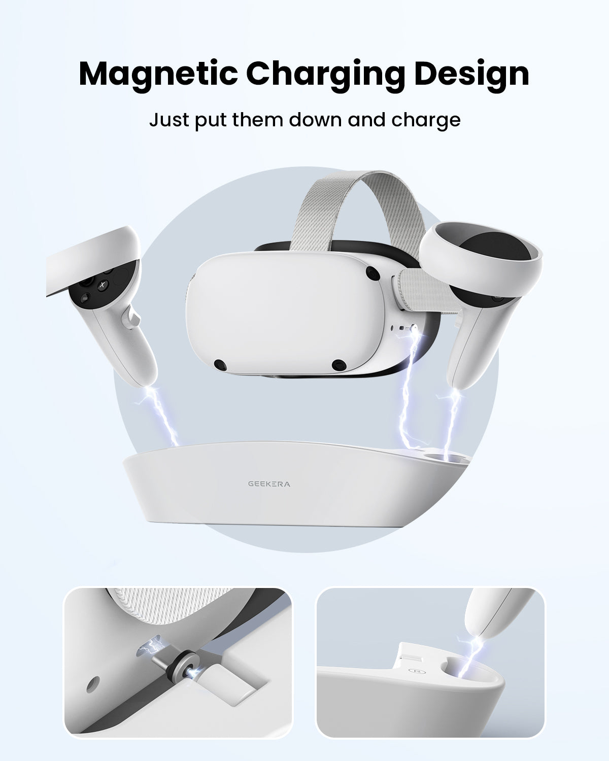 GEEKERA Charging Dock for Oculus Quest 2, Magnetic Charging Station for Meta Quest 2