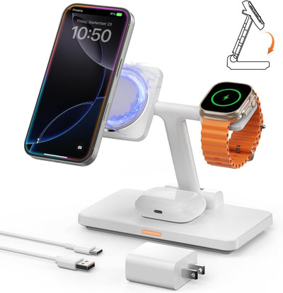 Foldable Magnetic 3-in-1 Wireless Charging Station for iPhone