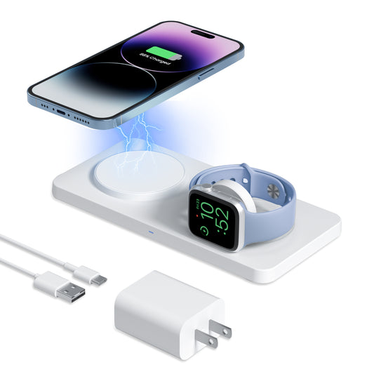 GEEKERA 2-in-1 MagSafe Wireless Charger, for iPhone, Apple Watch, AirPods