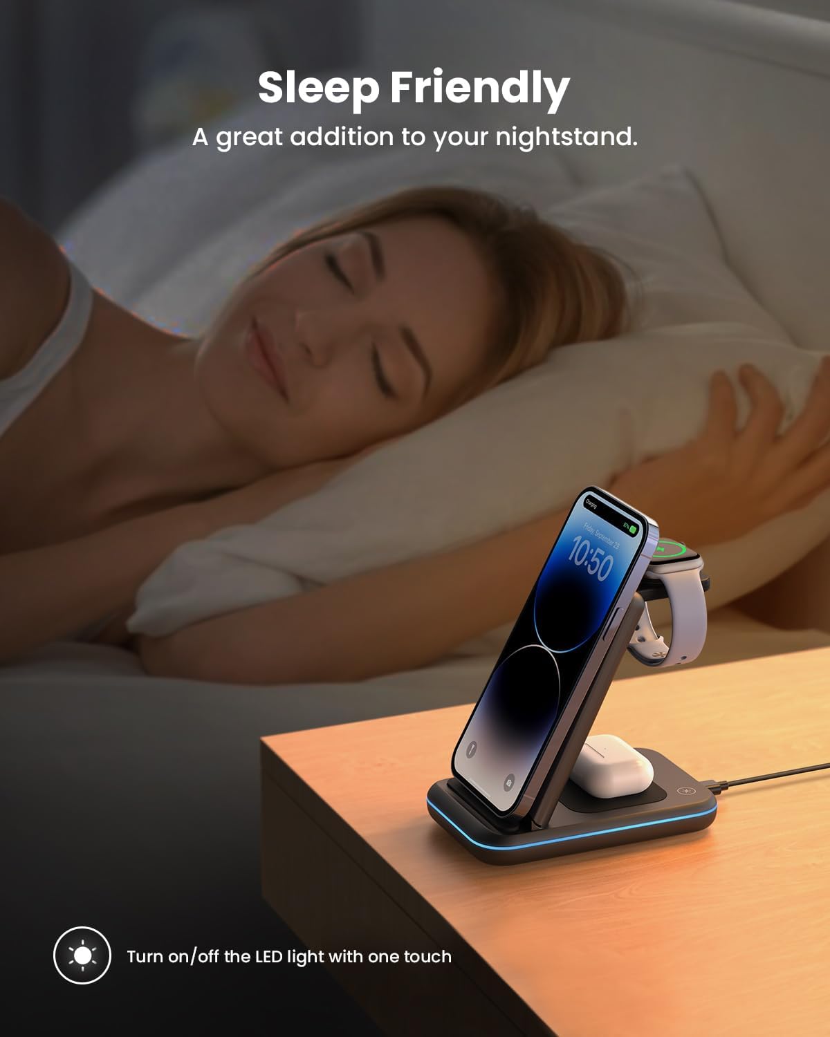 Wireless Charging Station - GEEKERA 3 in 1 Foldable Wireless Charger Stand for iPhone