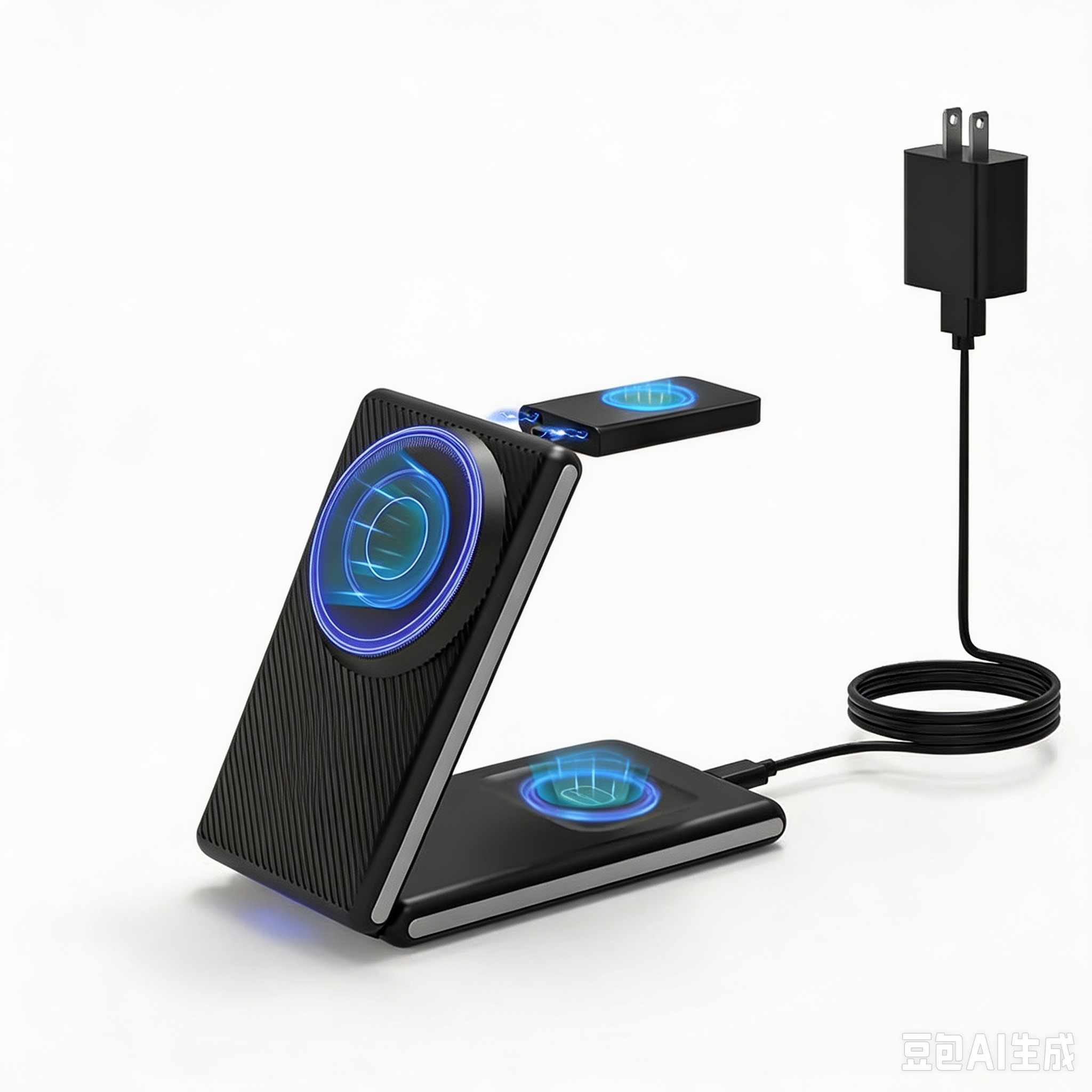 GEEKERA 3-in-1 Mag Charger, Foldable for iPhone 15-12 Pro Max, Fitbit Versa 4/Sense 2, AirPods 3/Pro