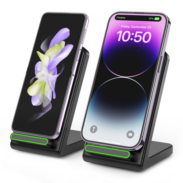 GEEKERA Wireless Charging Stand, 2 Pack Fast Wireless Phone Charger for Apple Samsung