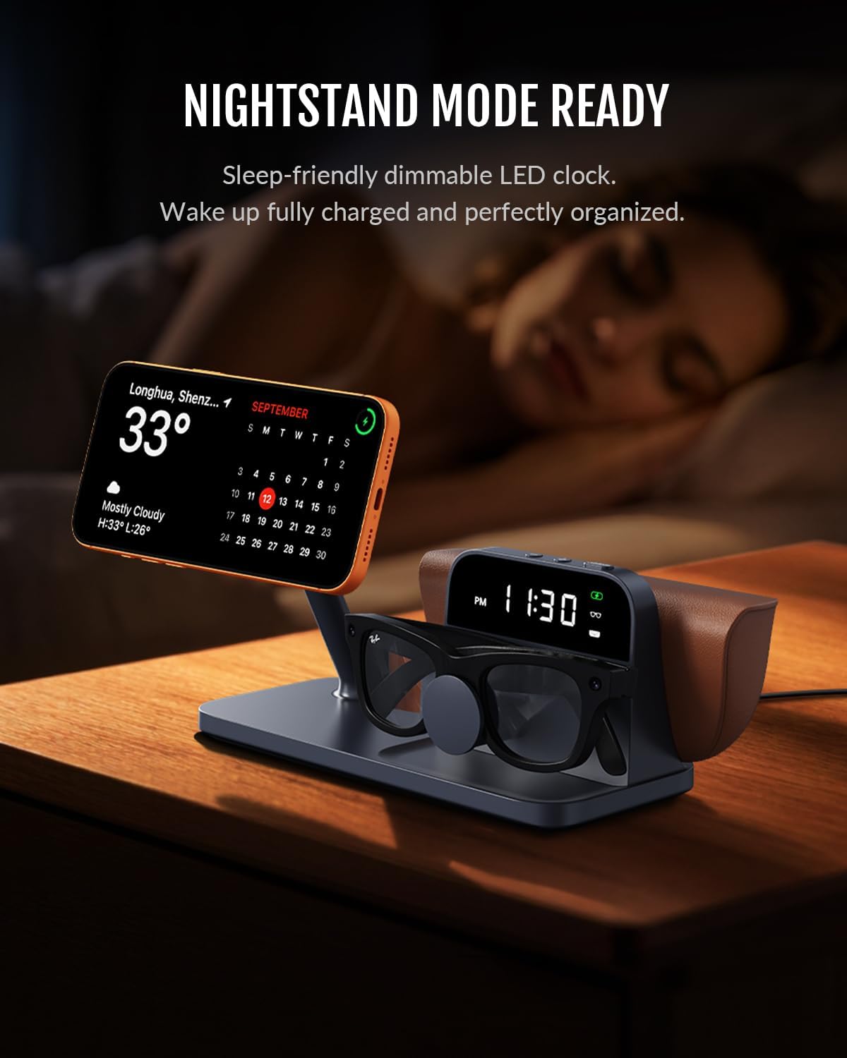 GEEKERA 3-in-1 Charging Stand for Ray-Ban Meta Glasses, Case & Phone