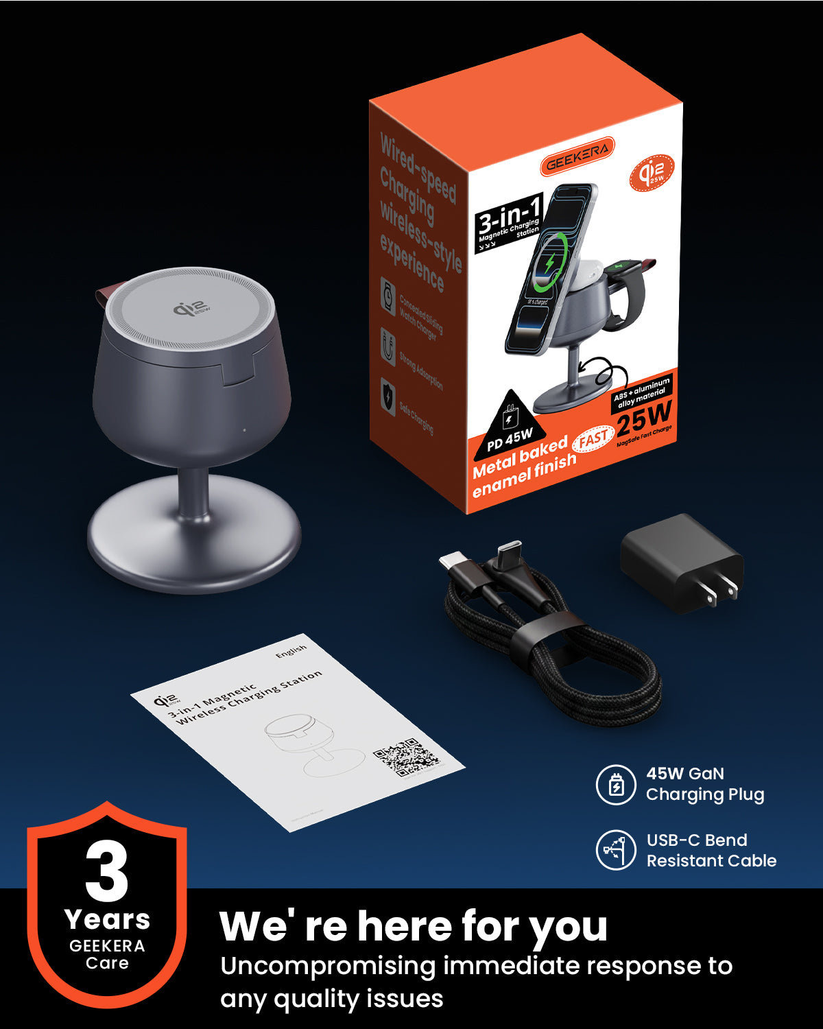 GEEKERA 25W Qi2.2 Magnetic Wireless Charger for Apple Devices