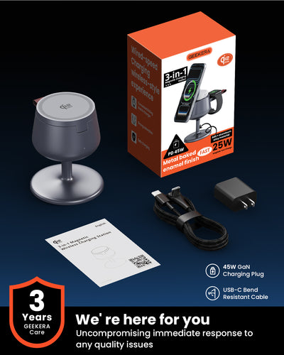 GEEKERA 25W Qi2.2 Magnetic Wireless Charger for Apple Devices