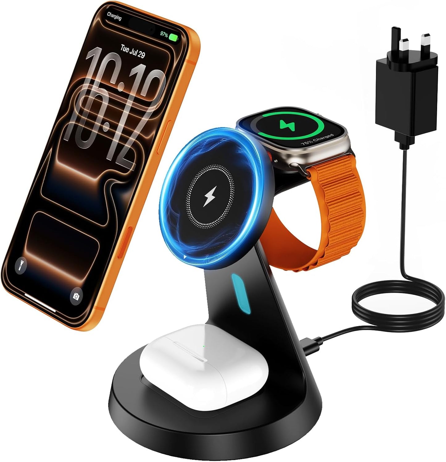 GEEKERA 15W schnelle magnetische Ladestation für iPhone mit automatischer Schlaflichtfunktion