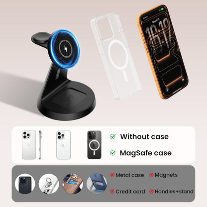 GEEKERA 15W schnelle magnetische Ladestation für iPhone mit automatischer Schlaflichtfunktion