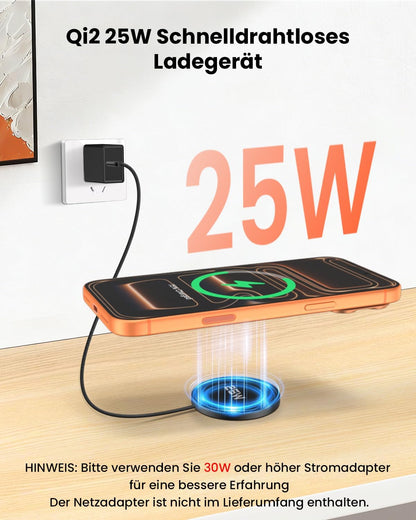 GEEKERA Qi2 25W magnetisches Ladegerät: Ultradünn flach für Apple