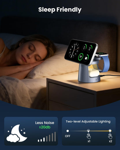 GEEKERA Qi2 25W 3-in-1 Ladestation mit Nachtlicht für iPhone