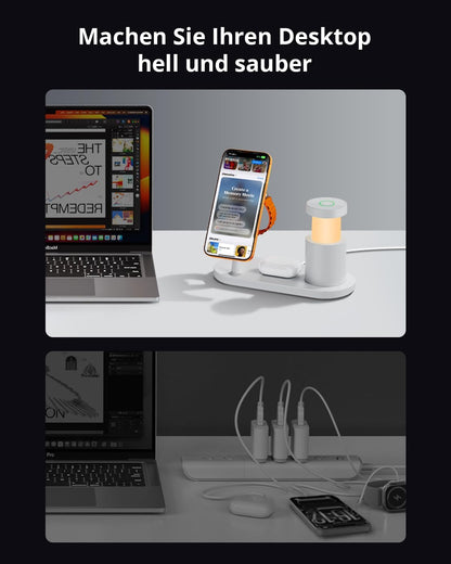 GEEKERA Qi2 25W 4-in-1 LED-Ladestation für iPhone