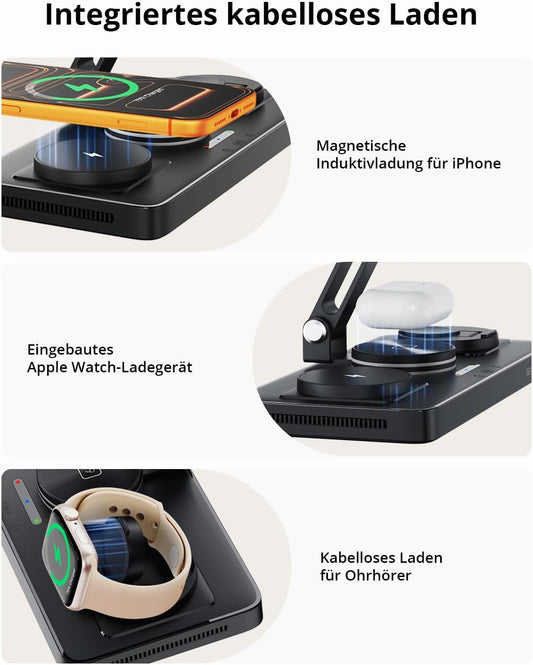 GEEKERA 4-in-1 Charging Station for Apple, Built-in Retractable Charging Cable for iPad