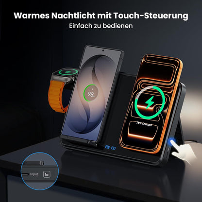 GEEKERA Induktive Dual-Ladestation für iPhone & Samsung - faltbar 4-in-1