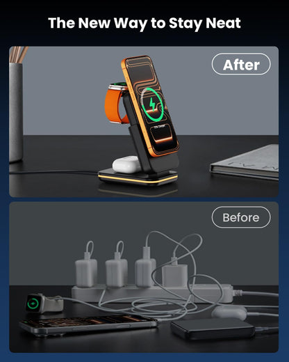 GEEKERA 3-in-1 faltbare magnetische Ladestation für iPhone