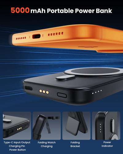 GEEKERA 3-in-1 Foldable Magnetic Charging Station for iPhone