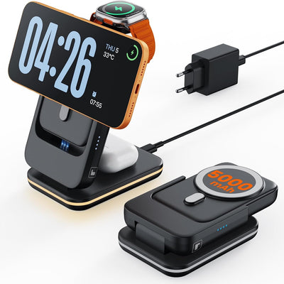 GEEKERA 3-in-1 Foldable Magnetic Charging Station for iPhone