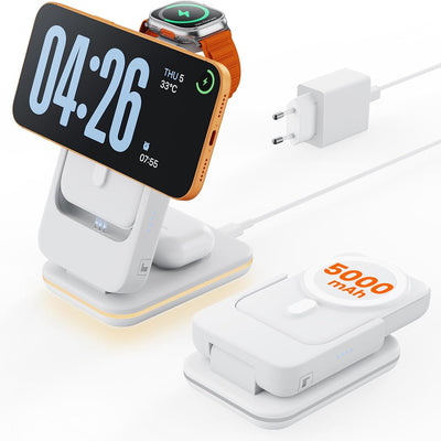 GEEKERA 3-in-1 Foldable Magnetic Charging Station for iPhone