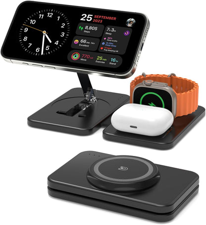 GEEKERA Magenetic 3-in-1 Wireless Charging Station Foldable for iPhone