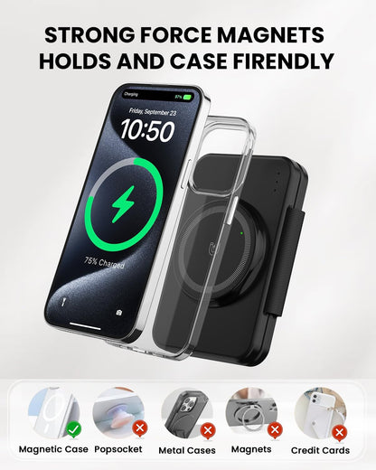 GEEKERA Magenetic 3-in-1 Wireless Charging Station Foldable for iPhone