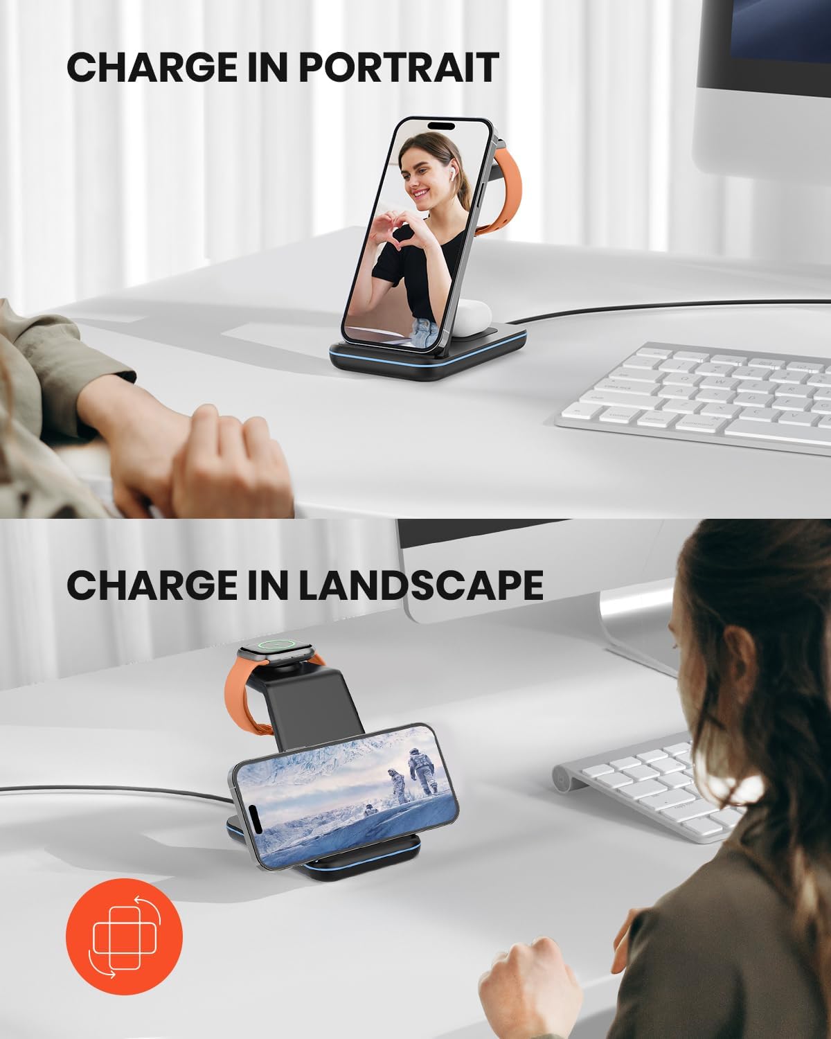 GEEKERA Wireless Charger 3-in-1 Inductive Wireless Charger for iPhone