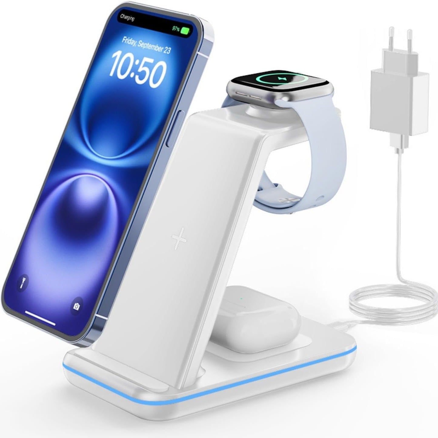 GEEKERA Kabelloses Ladegerät 3-in-1 Induktives Ladegerät für iPhone