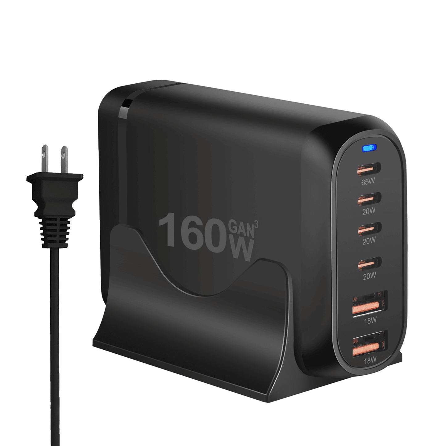 GEEKERA 160W 6-Port Charger, 4C+2A, for iPhone/Samsung etc.